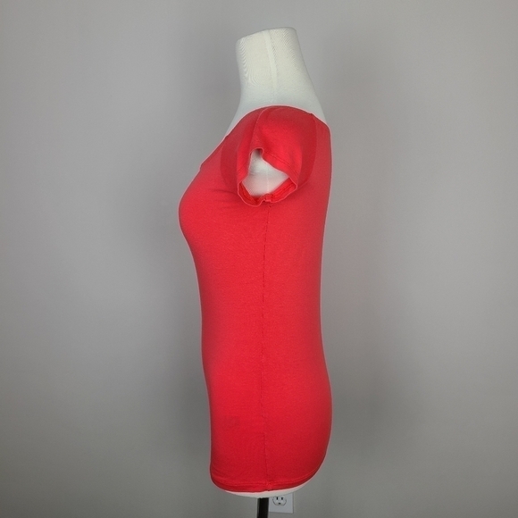 DYNAMITE Coral Orange Fitted Short Sleeve T-Shirt Medium - Picture 7 of 16